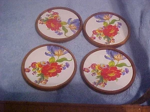 MacKenzie Childs WHITE Flower Market MINT CONDITION COASTERS - Picture 1 of 3
