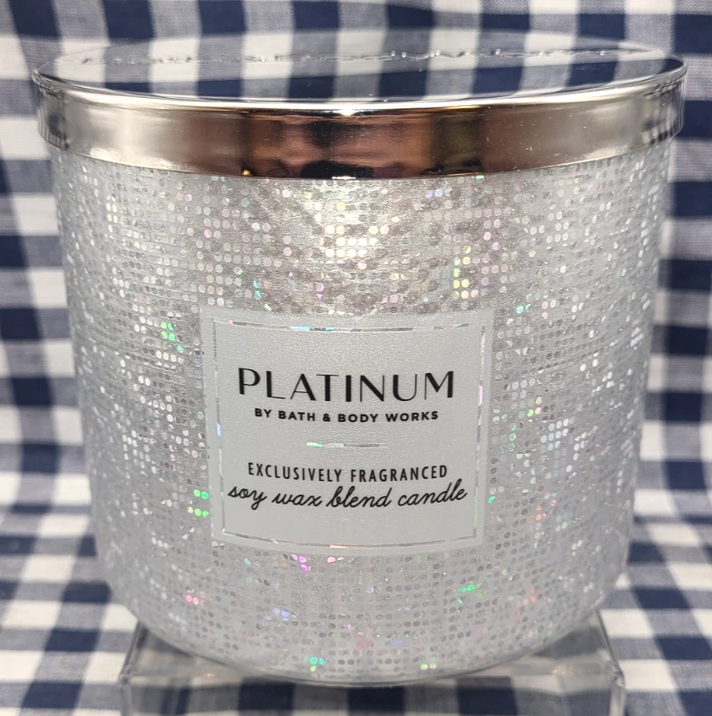 TOTALMENTE NUEVO Vela Platino 3 Mechas 25-45 horas de combustión 14 OZ Baño y Cuerpo Funciona Foto 1 de 1