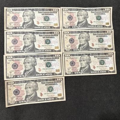 US Paper Money $10 Federal Reserve Star Notes  (7 Bill Lot) 2017 A Series - Image 1 of 4