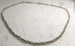 Collana corda intrecciata Napier a strati tono oro e argento retrò anni 80 costume - Foto 1 di 4