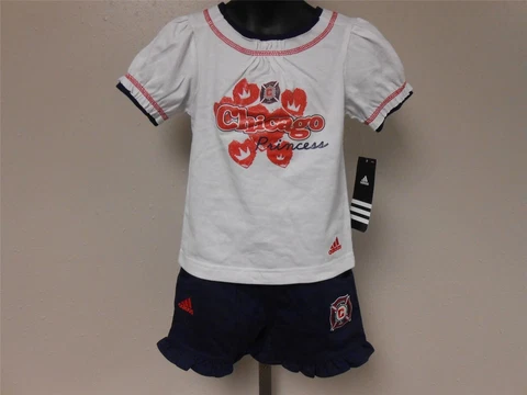 NEW-MENDED Chicago Fire Adidas Shirt/Shorts Set PRINCESS GIRLS Toddlers 3T Cover