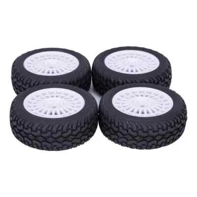 4X Rubber Rally Car Wheel Rim Tires 12mm Hex Tyre For RC 1/10 Wltoy 144001 Car - Image 1 of 4