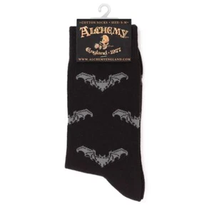 Gothic Bat Socks, Alchemy Gothic - Bats Goth Unisex Halloween - Shipped from USA - Picture 1 of 4