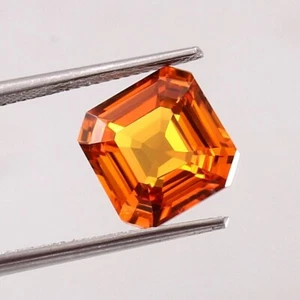 12 x 12 mm Natürlicher Ceylon Fanta Orange Saphir Asscher-Schliff Lose Edelstein 13,30 kt - Bild 1 von 5