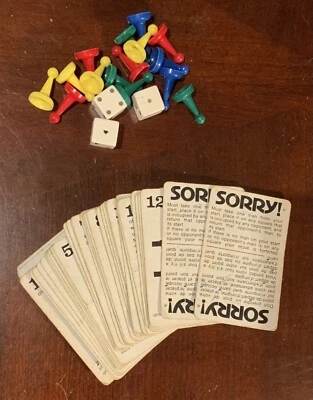 Vintage Sorry Board Game Pieces And Cards - Image 1 of 3