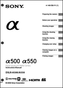 Sony DSLR Alpha A500 A550  Digital Camera User Guide Instruction  Manual  - Picture 1 of 1