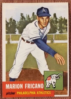 1953 Topps #199 Marion Fricano Philadelphia Athletics Rookie Baseball Card RC - Image 1 of 4