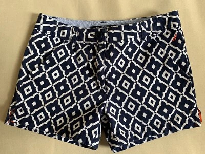 NAUTICA Girls Size 7 Navy Blue White Geometric Print Adjustable Waist Shorts - Image 1 of 3