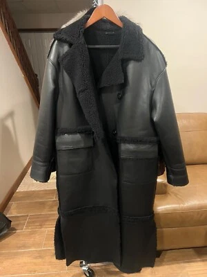 Chaqueta de gamuza para hombre cachemir invierno reversible gabardina ropa exterior negra Foto 1 de 4