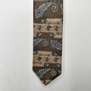 Corbata de cachemira de seda marrón beige azul marrón 4” Sutter & Grant para hombre nueva con etiquetas EE. UU. - Imagen 1 de 11