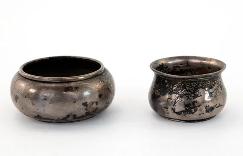 Antique Salt Cellars Sterling Silver No Liners Cover