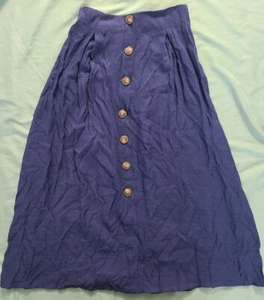 NWT Nasty Gal Button Front Linen Skirt Co-ord Navy Blue Size 4 - Picture 1 of 6