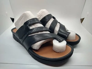 New Bear Traps Shoes Women's 7.5 M Black Leather Horrah Toe Ring Slide Sandals - Picture 1 of 9