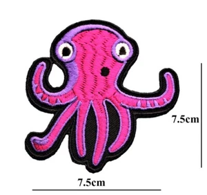 Octopus Marine Purple Embroidered  Patch Iron or Sew On Badge applique logo - Picture 1 of 2
