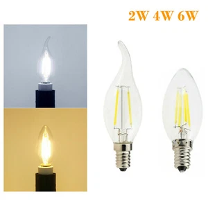 2w 4w 6w Led Filament Bulb E14 Cob Light Bulbs Cool Warm White Flame Shaped 220v - Picture 1 of 18