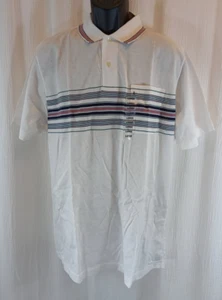 Savile Row gestreiftes Polo rot blau grün weiß Gr. L Kurzarm 90er Kragen - Bild 1 von 15
