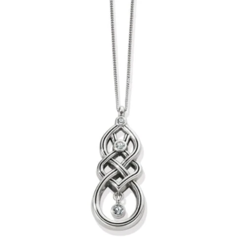 Brighton Interlok Cascade Silver Crsytal Pendant Necklace