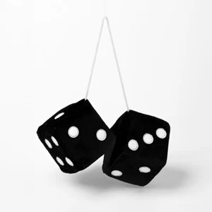 Sumex Black Soft Fluffy Furry Car & Home Hanging Mirror Large Jumbo Spot Dice - Picture 1 of 6