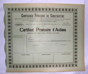 certificat Ancien: Cpe Fonciere de Constantine ( 345 ) - Imagen 1 de 1