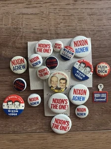 Nixon Political Pinbacks Agnew Ike Lodge Vintage Various Sizes - Bild 1 von 5