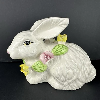 Jay Willfred Rabbit/Bunny Cerámica Pintada a Mano Andrea por Sadek 5.25" H 7.25" W Foto 1 de 4