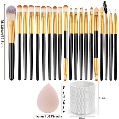 Makeup Brushes 20 Pcs Premium Synthetic Foundation Powder Concealers Eye Shadow - Image 1 of 4