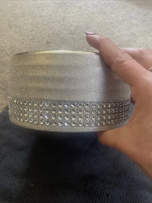 Maceta redonda plateada brillante con diamante triturado Bling texturizado decoración del hogar Foto 1 de 4