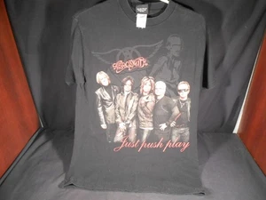 Vintage 2001 Aerosmith Just Push Play Tour schwarzes Shirt Größe Medium. RIESEN USA - Bild 1 von 6