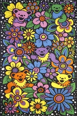 Nuevo Coloridas Flores Mini Grateful Dead Osos Bailando Tapiz Hippie Dormitorio Decoración Foto 1 de 3
