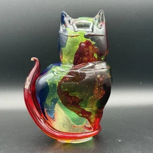 Murano VETRO ARTISTICO Glass Cat - 8.5” - Multicolor Whimsical Italy - Picture 1 of 10