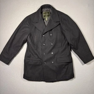 Eddie Bauer Wool Cashmere Blend Pea Coat Men’s Double Breasted Black Size L - Picture 1 of 10