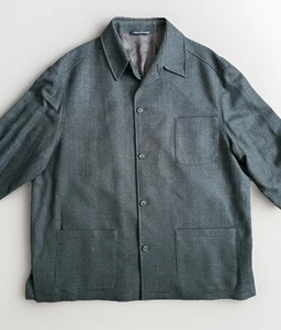 Paul Fredrick Men's 100% Wool Overcoat XXL Lined 4 Button Collared Jacket Black - Picture 1 of 8