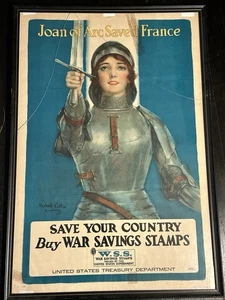 Original WW1 1918 JOAN OF ARC SAVE FRANCE Poster World War One 20”x30” LESEN - Bild 1 von 19