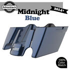 Midnight Blue Stretched Saddlebags Extended Bag Rear Fender Fits 14+ Harley