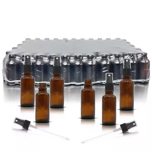 Pack of 110 - 30ml Amber Glass Spray Bottle Black Mist Spray Atomiser Pump Bulk - Picture 1 of 3