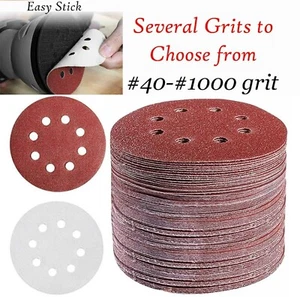5in Sanding Discs 40-1000 Grit Hook Loop 8-Hole Orbital Sander Paper Sandpaper  - Picture 1 of 38
