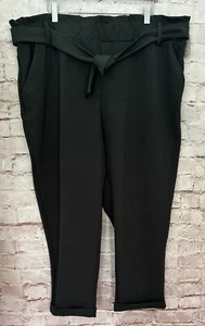 Maurice's Womens 22W Pants Paper Bag High Rise Tie Waist Crepe Pants Dark Green - Picture 1 of 5