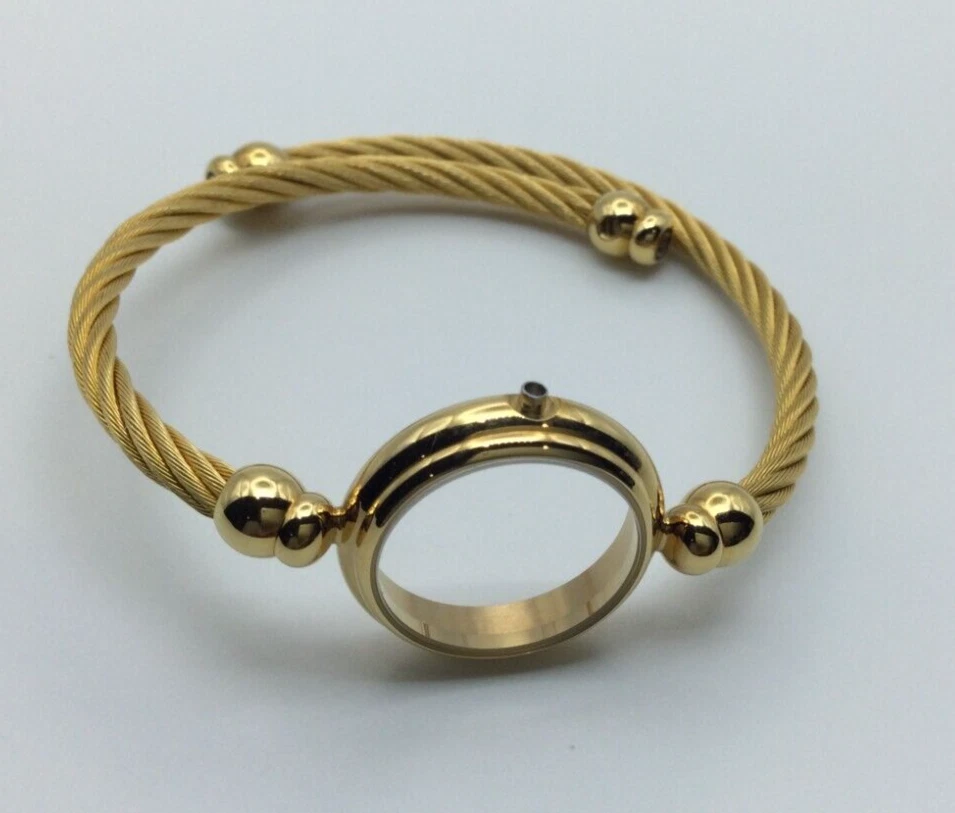 ORIGINAL GUCCI 2700L WATCH CASE WITH CRYSTAL AND TWIST CABLE BANGLE BRACELET - Image 1 of 4