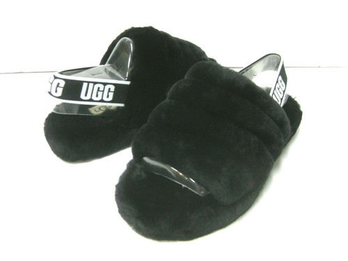 UGG FLUFF YEAH SLIDE SANDALO BAMBINO NERO US 1 UK 13 EU 32 5 JP 20