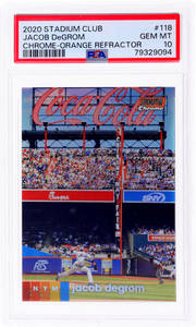 2020 Stadium Club #118 Jacob Degrom Chrome Orange Refractor /99 PSA 10