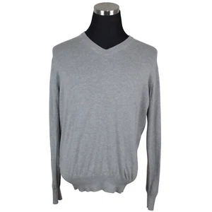 Peter Millar Mens Sweater M Gray Long Sleeve V Neck Cotton Silk Blend Crown Soft - Picture 1 of 6