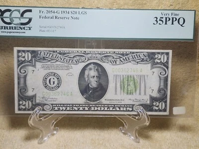  1934 $20 Fr. 2054 Lsg  35 Very Fine  - Image 1 of 2