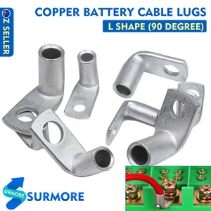 90 Degree Angled Cable Lugs Tinned Copper Wire Crimp Terminals Stud Ring Connect - Picture 1 of 7