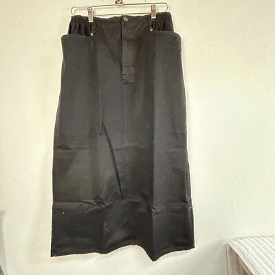 Vintage Blassport Black Cotton Midi Skirt With Elastic Waist & Pockets Size 14 - Image 1 of 4