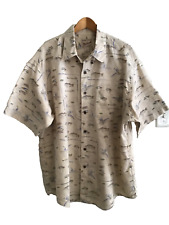 Woolrich Men's Button Down Short Sleeve Fish Bait Reel Shirt - XL