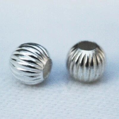 20 pcs. Sterling Silver Corrugated Round Beads 6-mm  - Image 1 of 4