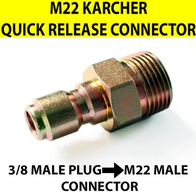 KIAM PRODUCTS Acoplamiento de rosca de tornillo macho KARCHER M22 para acoplamiento macho de liberación rápida de 3/8