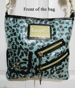 BETSEYVILLE Animal Print Teal Blue Sequined Crossbody Bag Size Small - Picture 1 of 11