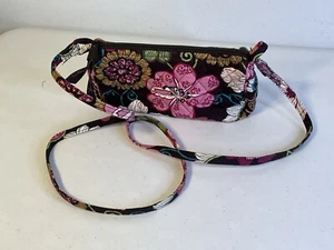 VERA BRADLEY Black w/Flowers Small Shoulder Purse. 9”x5”x3”. Excellent Condition - Picture 1 of 7