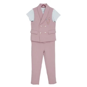 Little Boys Button Down 3 Piece Slim Fit Formal Dresswear Suits Vest Pants Sets - Picture 1 of 20